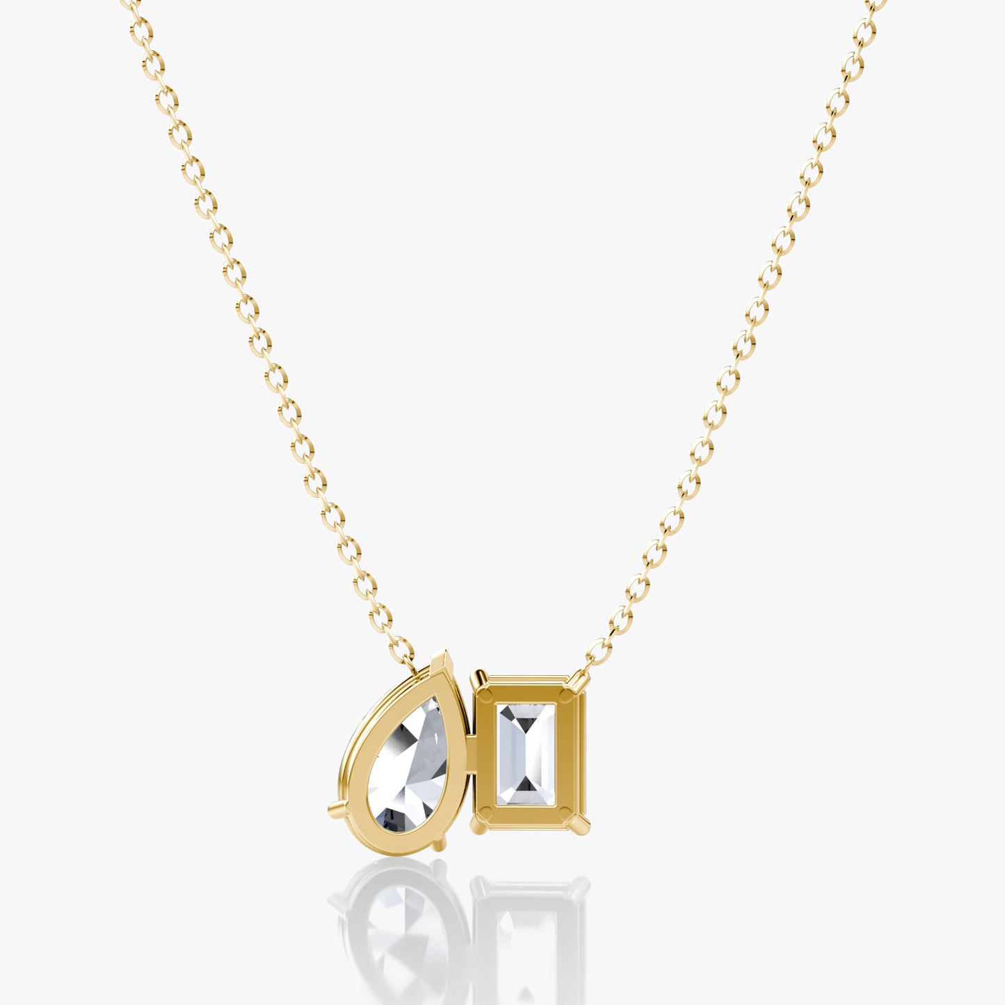 Two-Stone Diamond Necklace Emerald and Pear Pendant