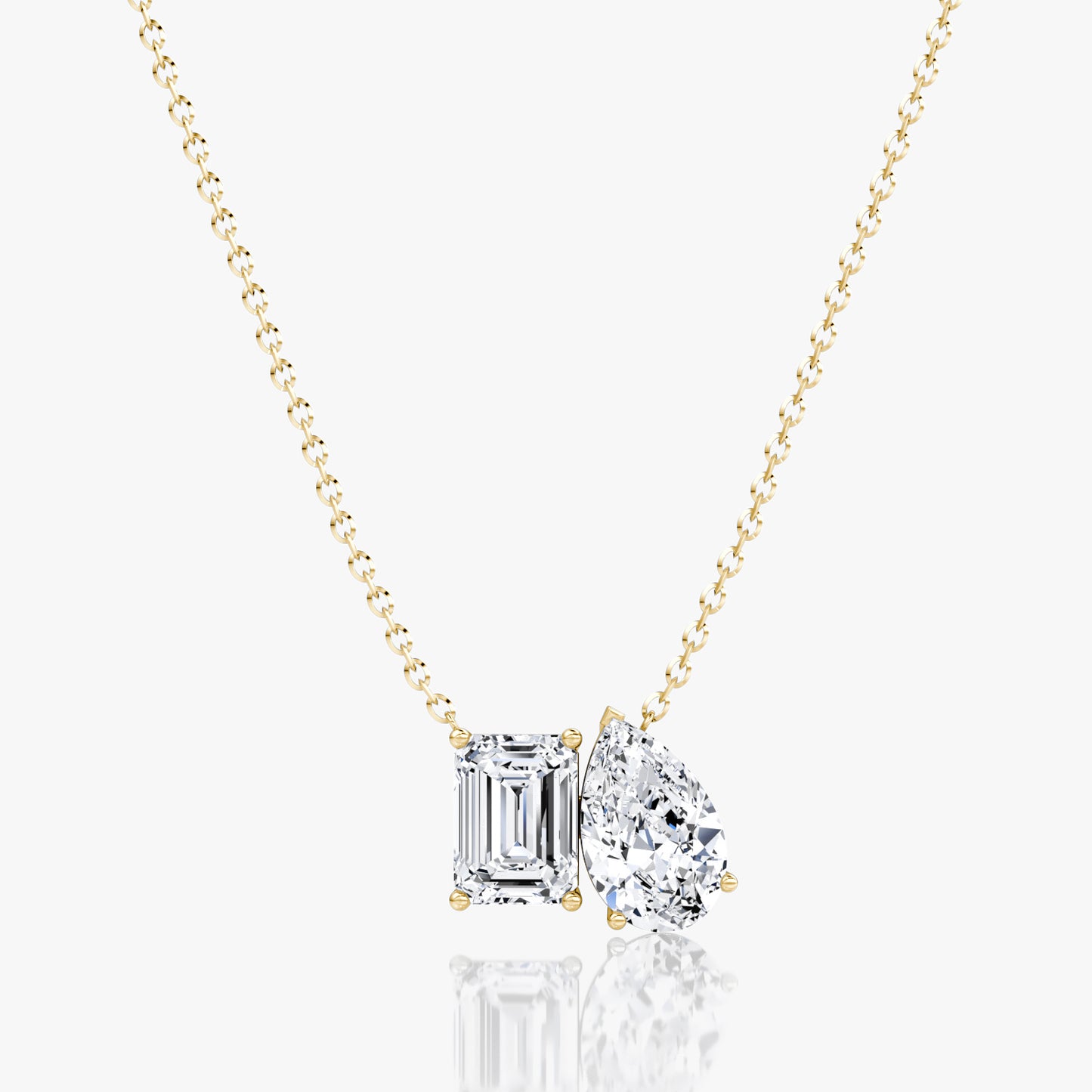 Two-Stone Diamond Necklace Emerald and Pear Pendant