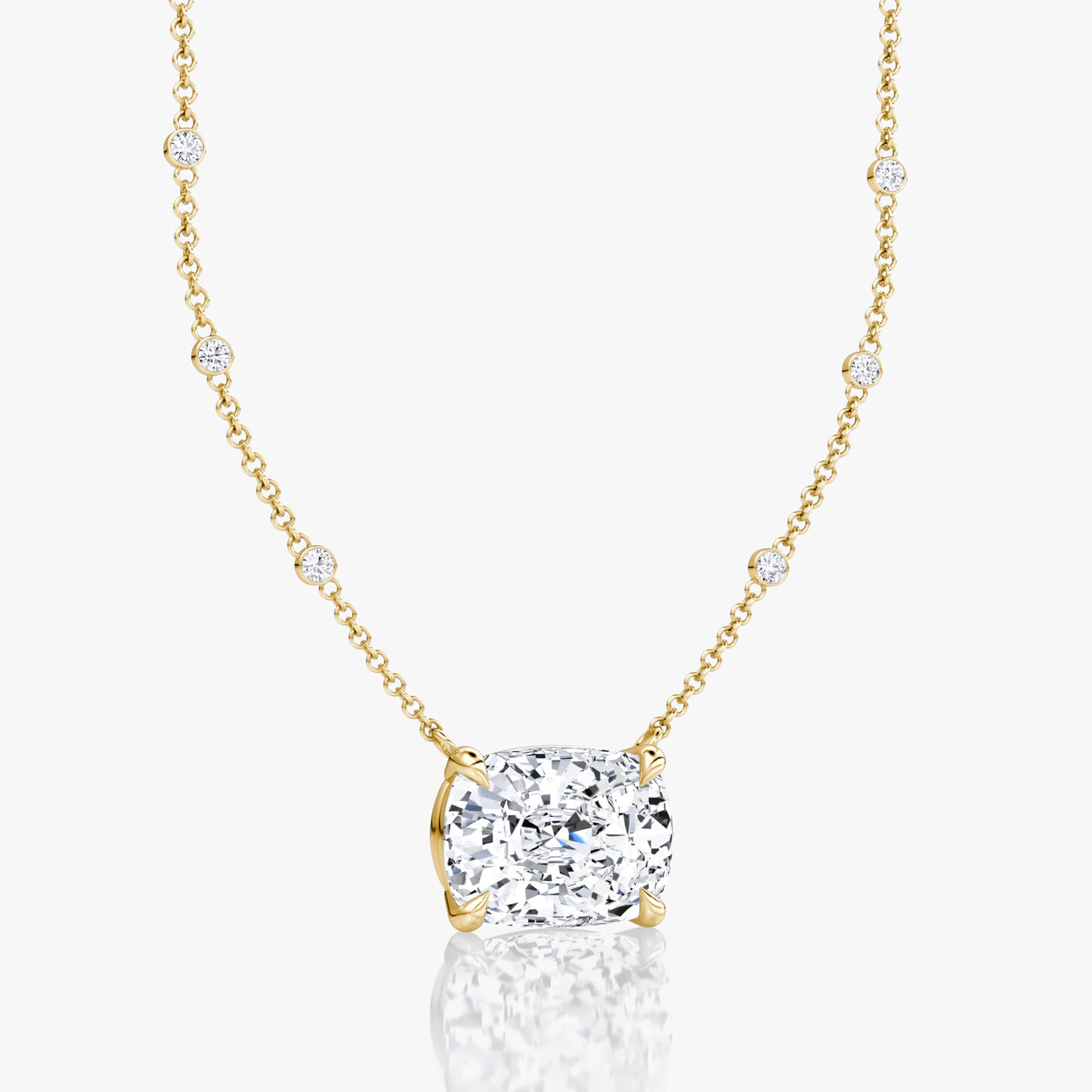 Elongated Cushion Diamond Pendant – 5.11 Carats | E Color, VS2 Clarity | 14K Yellow Gold with Diamond Chain