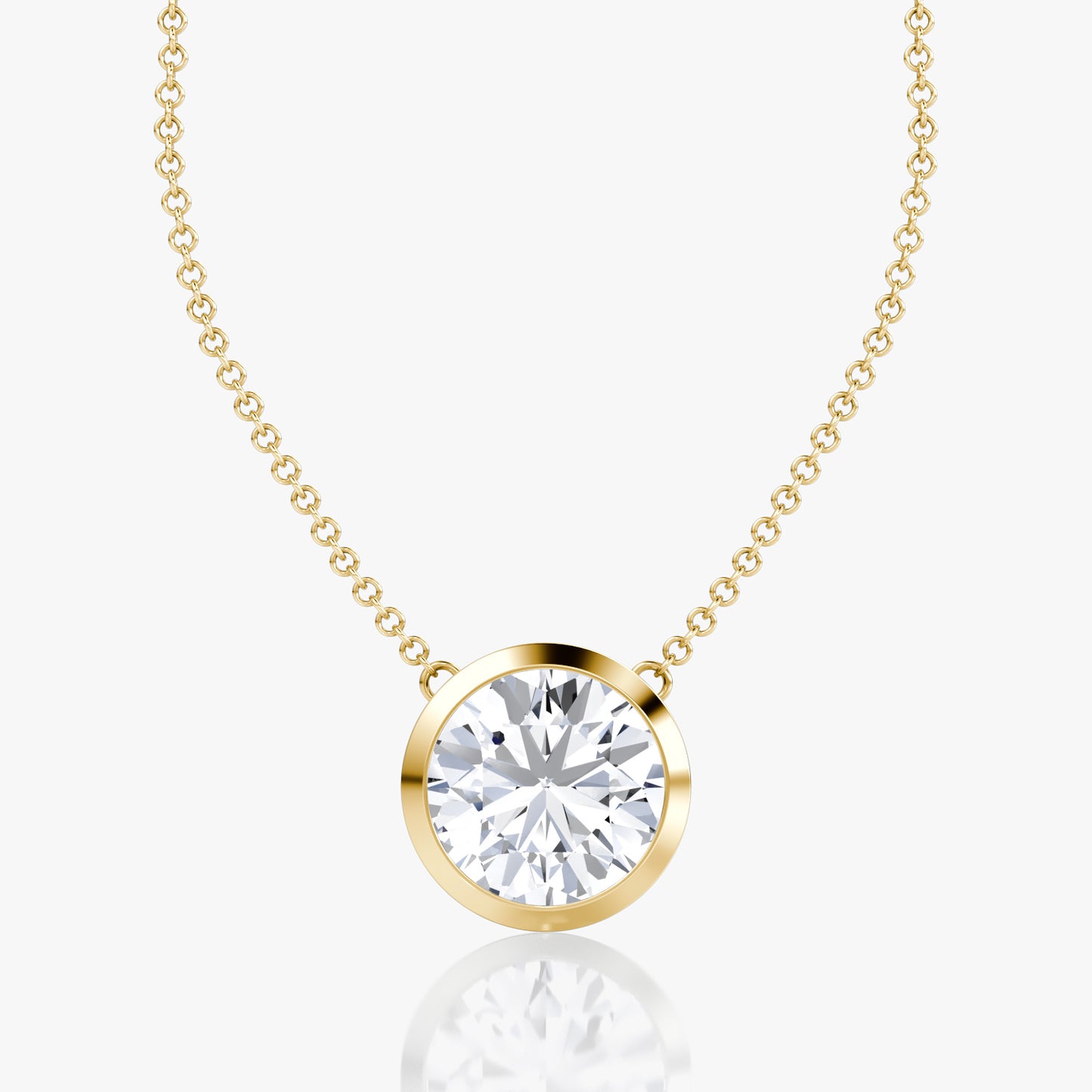 Round Brilliant Diamond Pendant | Bezel Set in 14K