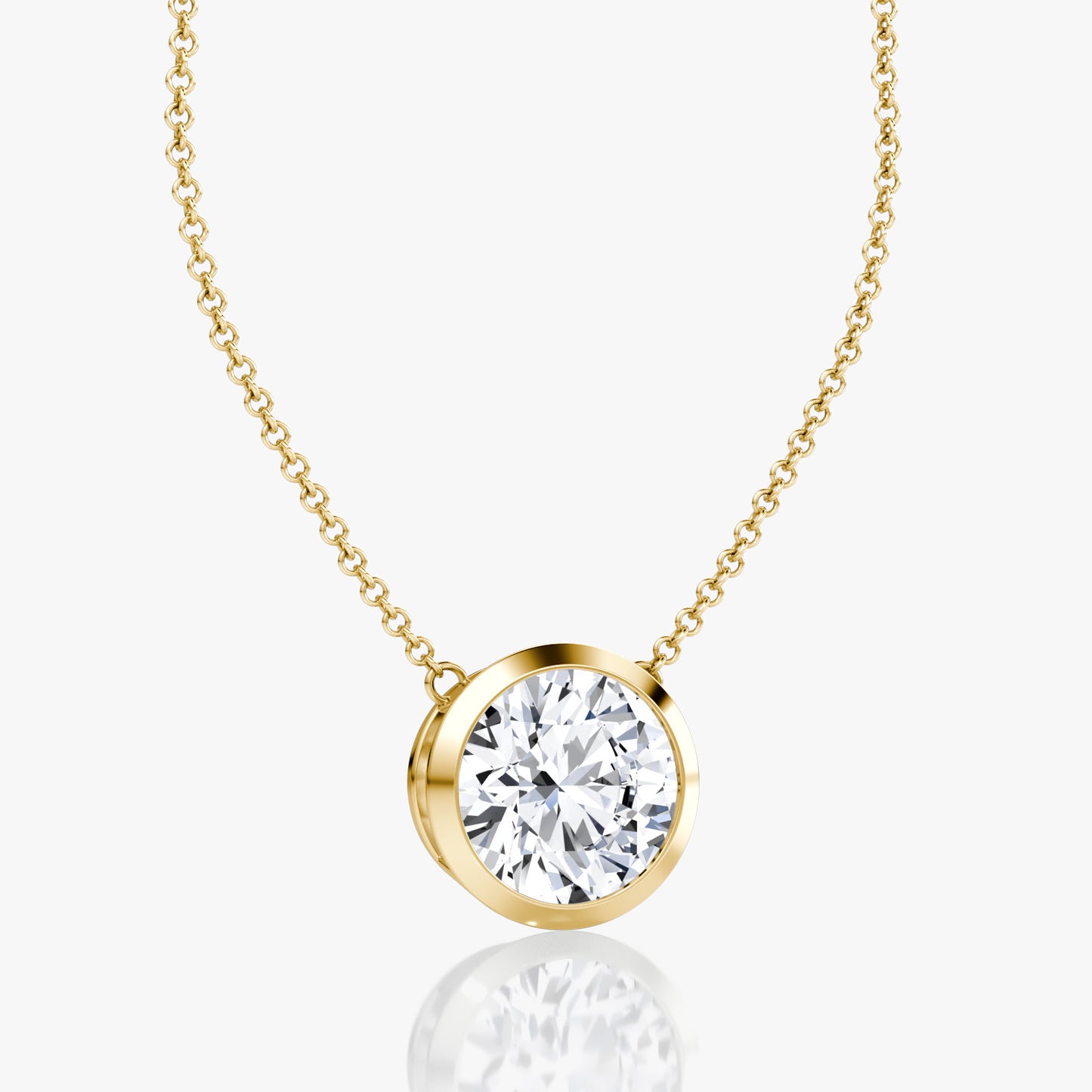 Round Brilliant Diamond Pendant | Bezel Set in 14K