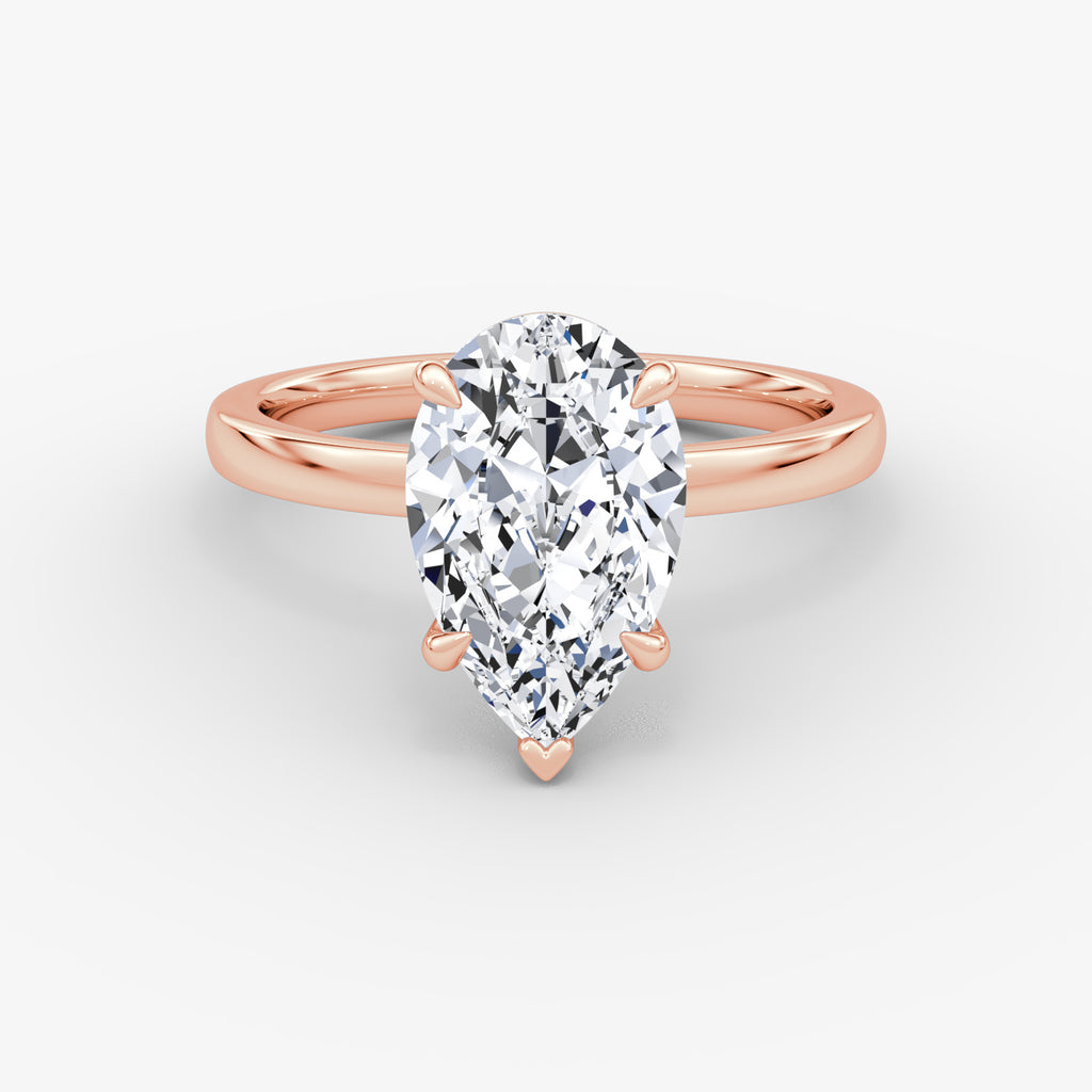 Solitaire Pear Diamond Ring – 4.22 Carat in 14K White Gold