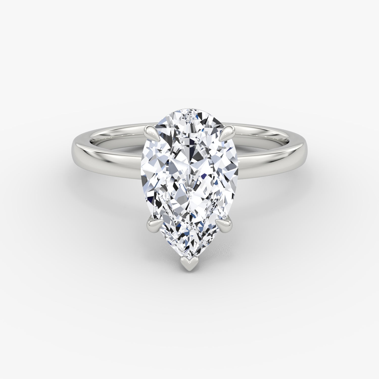 Solitaire Pear Diamond Ring – 4.22 Carat in 14K White Gold