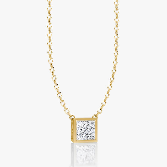 Princess Shaped Pendant in Bezel