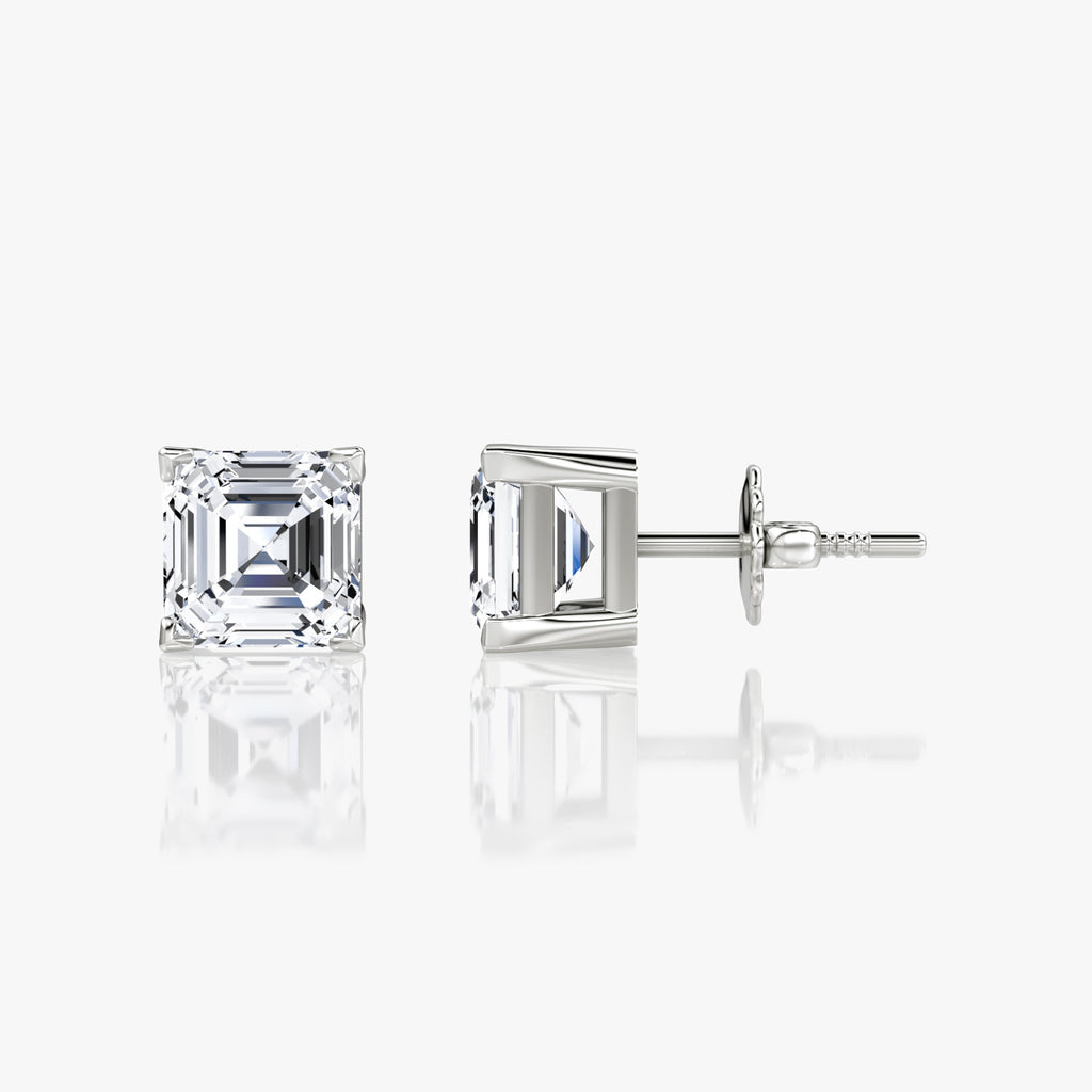 Asscher Cut Diamond Stud Earrings – 3.06ctw in Platinum