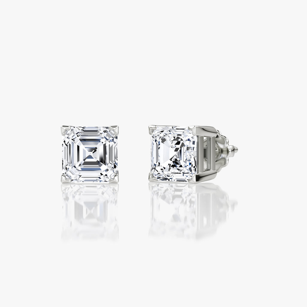 Asscher Cut Diamond Stud Earrings – 3.06ctw in Platinum