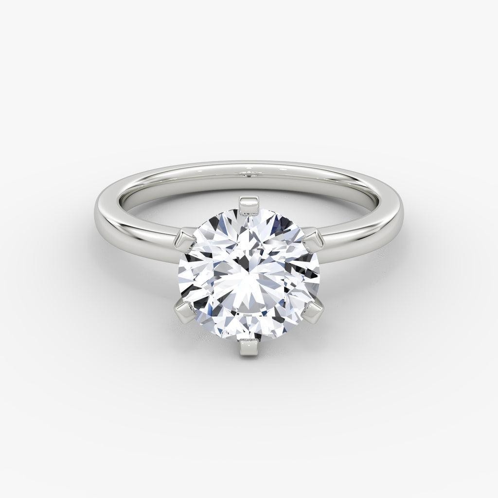 Platinum "Tiffany & Co" Style Six-Prong Solitaire Ring – 2.14 Carat Round Brilliant Diamond F/VS1
