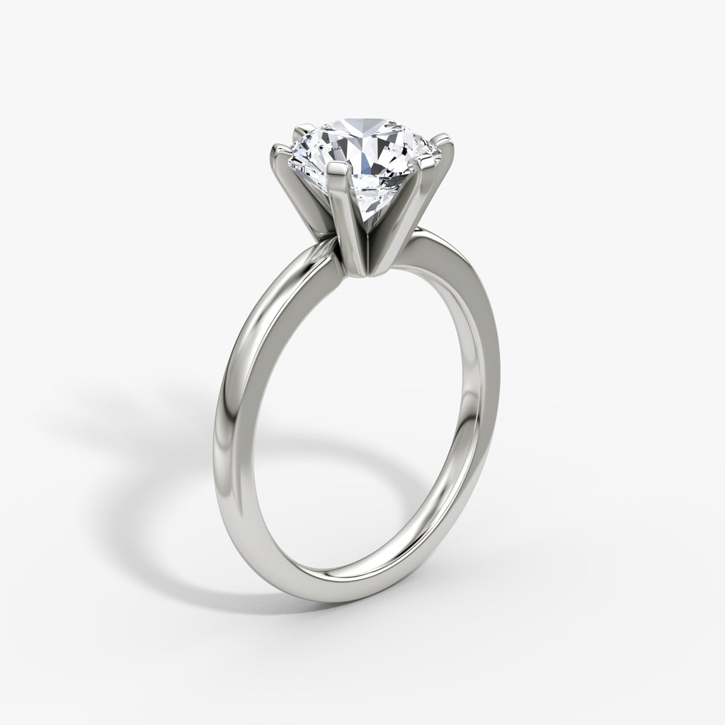 Platinum "Tiffany & Co" Style Six-Prong Solitaire Ring – 2.14 Carat Round Brilliant Diamond F/VS1