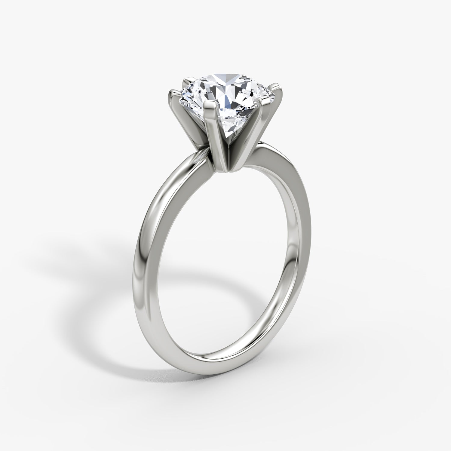 Platinum "Tiffany & Co" Style Six-Prong Solitaire Ring – 2.14 Carat Round Brilliant Diamond F/VS1