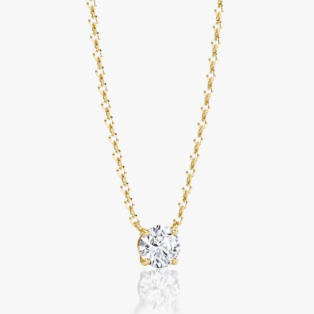 Round Brilliant Diamond Pendant Set in 14K Yellow Gold