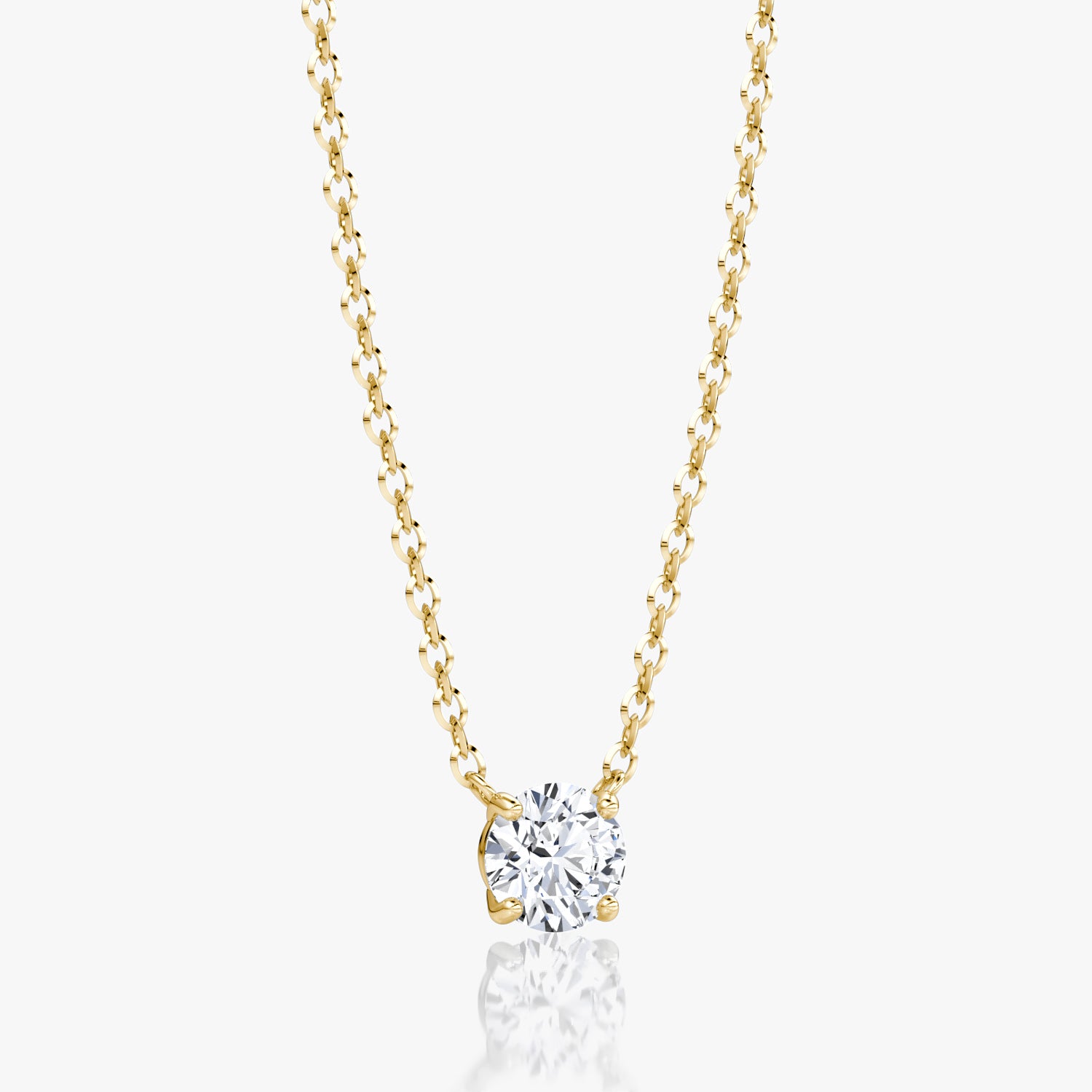 Round Brilliant Diamond Pendant Set in 14K Yellow Gold
