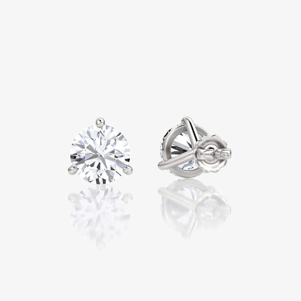 Round Brilliant Diamond 3 Prong Studs
