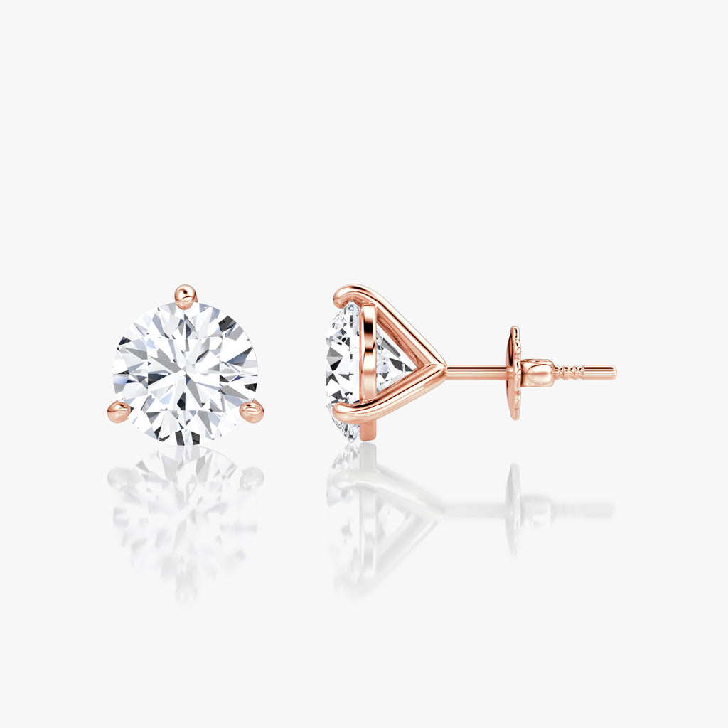 Round Brilliant Diamond 3 Prong Studs