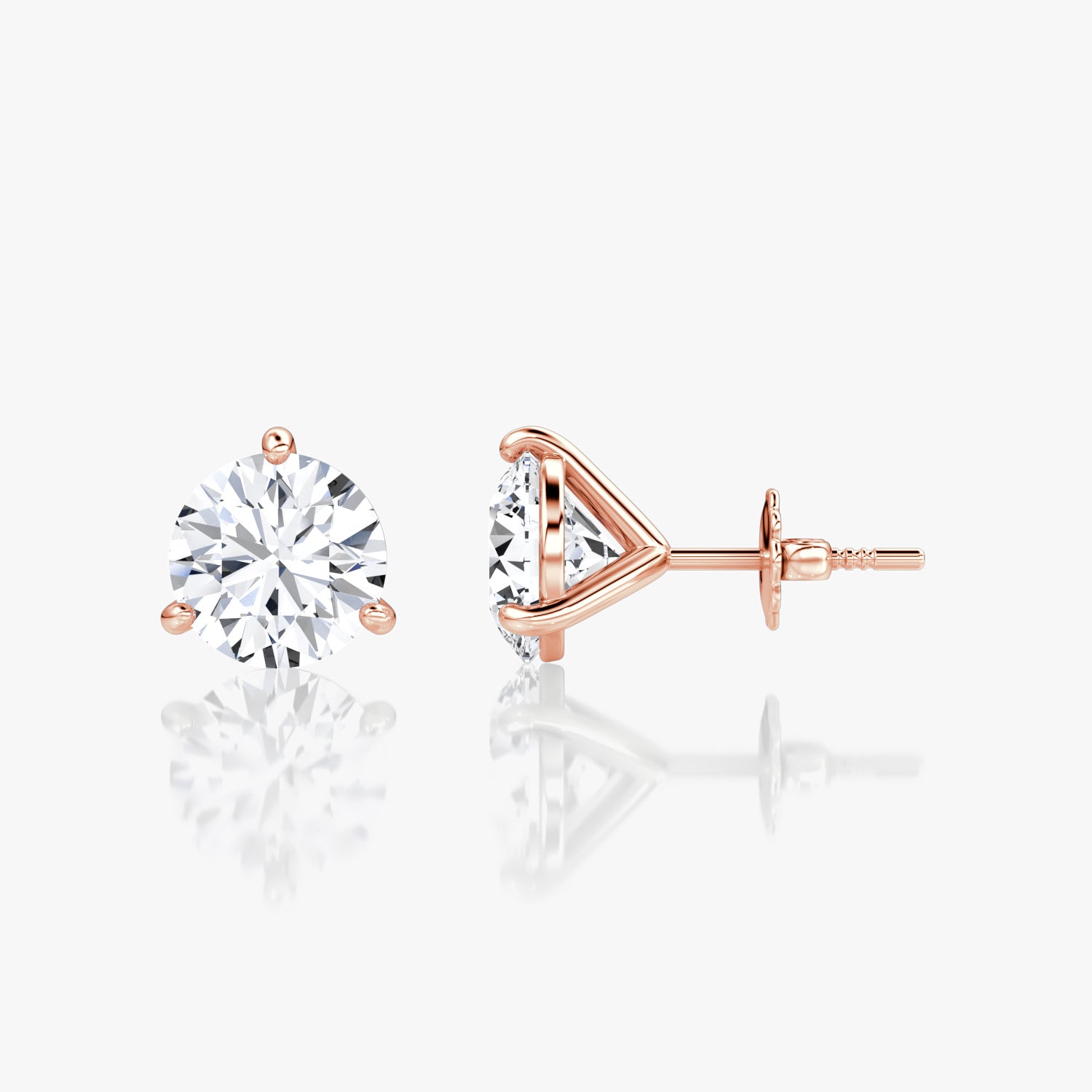 Round Brilliant Diamond 3 Prong Studs