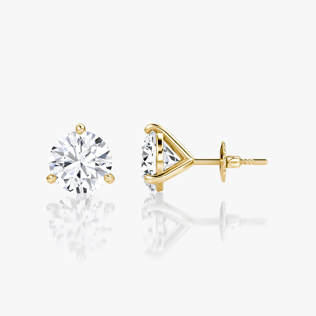 Round Brilliant Diamond 3 Prong Studs