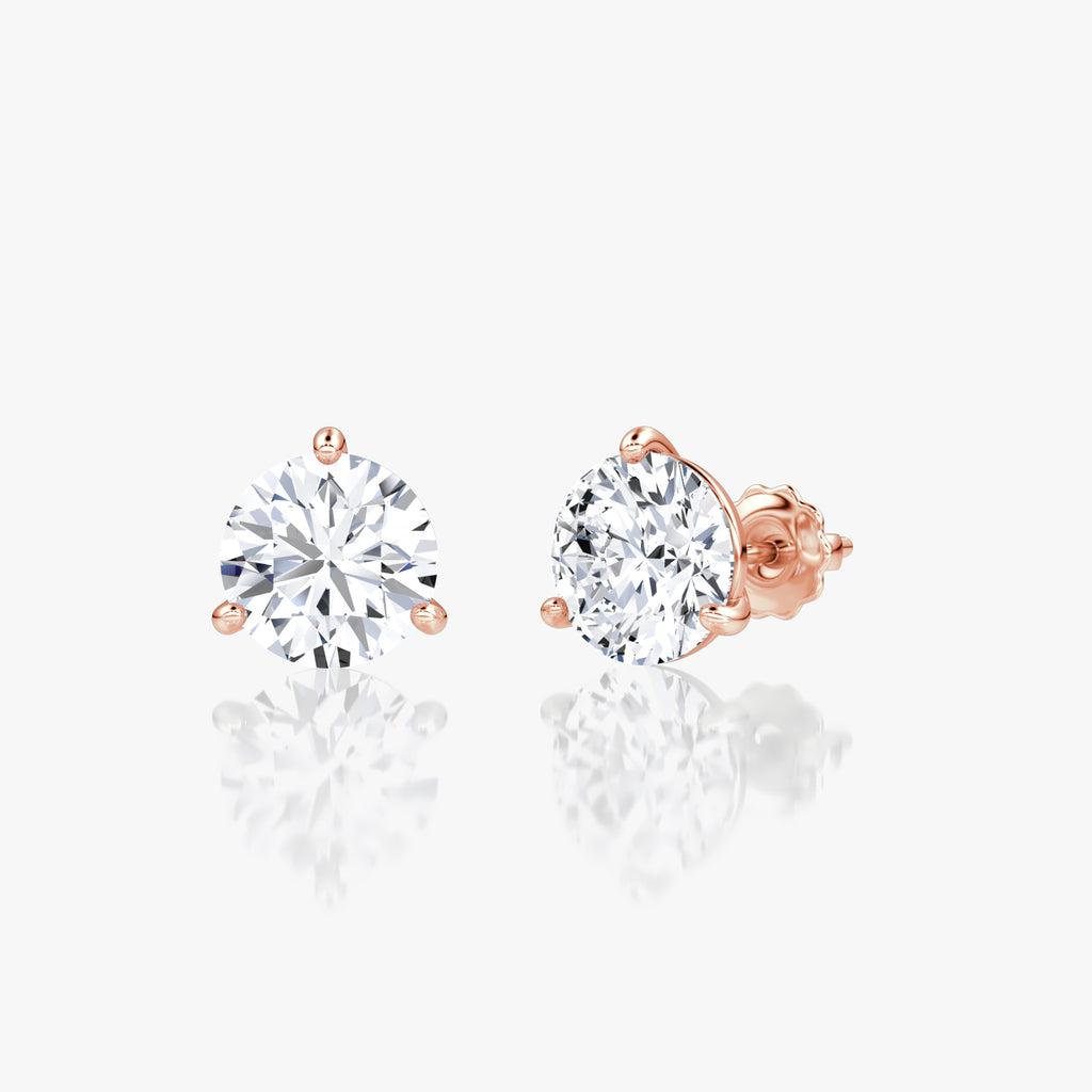 Round Brilliant Diamond 3 Prong Studs
