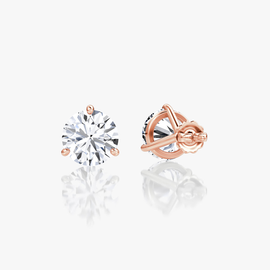 Round Brilliant Diamond 3 Prong Studs