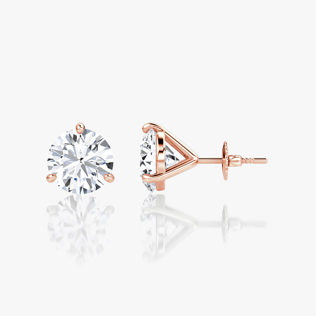 Round Brilliant Diamond 3 Prong Studs