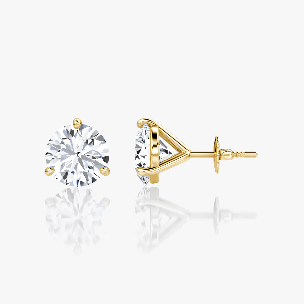 Round Brilliant Diamond 3 Prong Studs