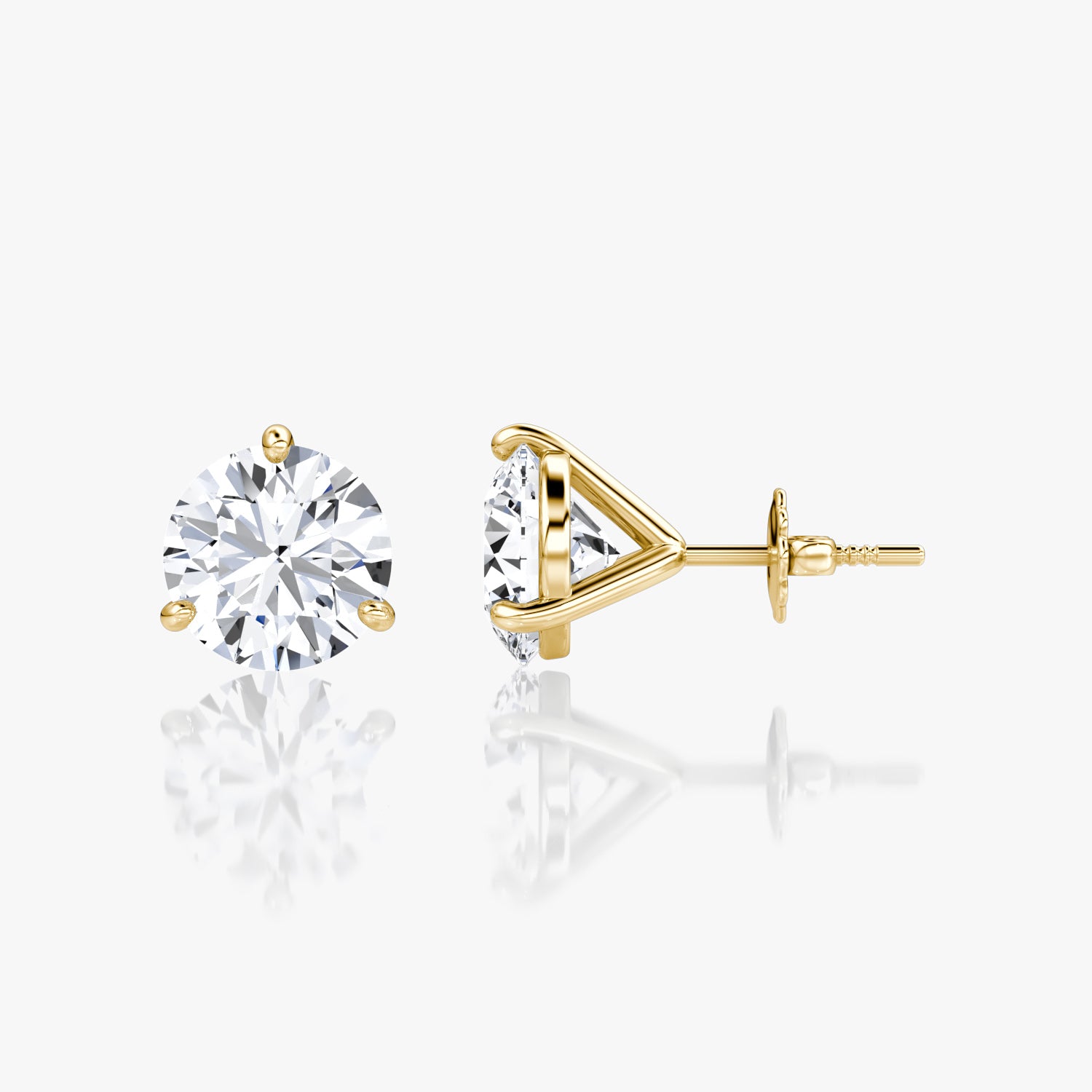 Round Brilliant Diamond 3 Prong Studs