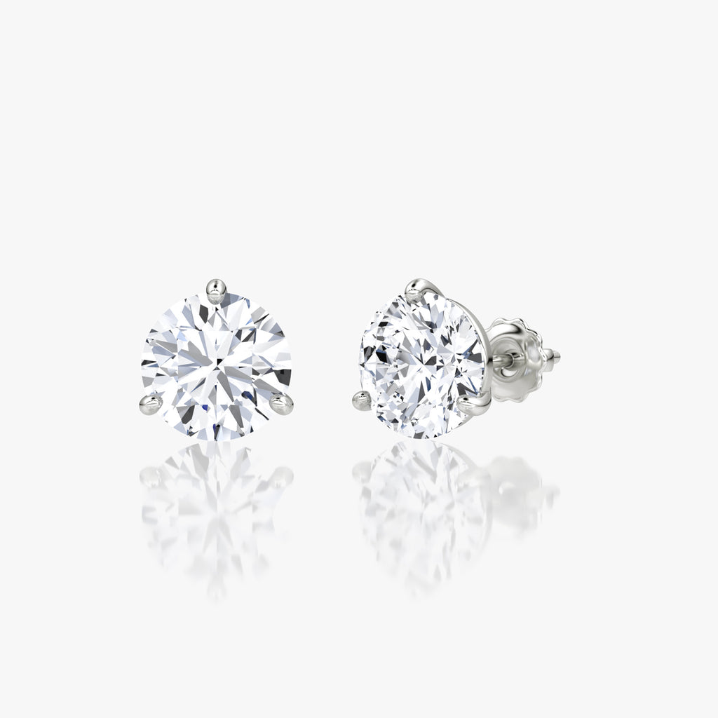 Round Brilliant Diamond 3 Prong Studs