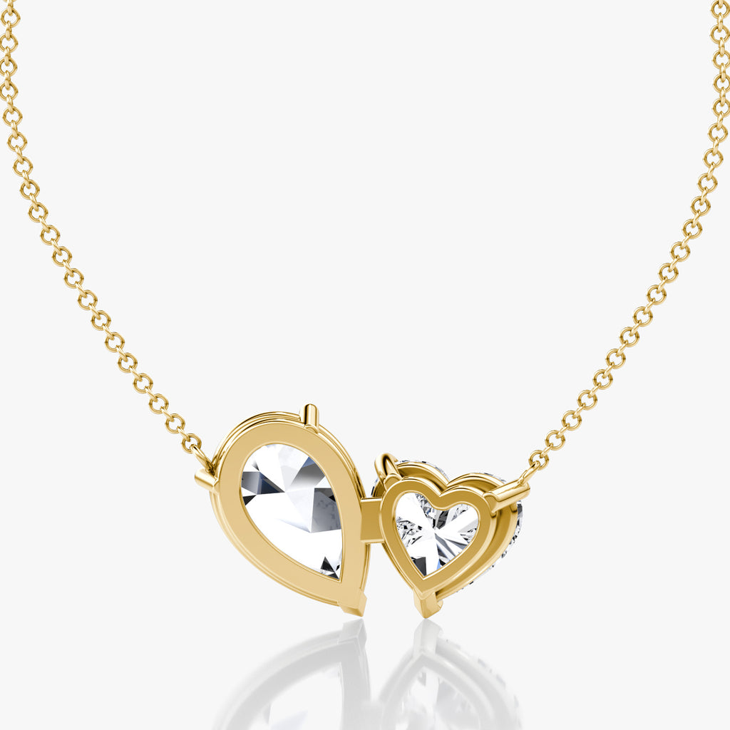 Two-Stone Diamond Heart & Pear Necklace – 5.49ctw in 14K Yellow Gold