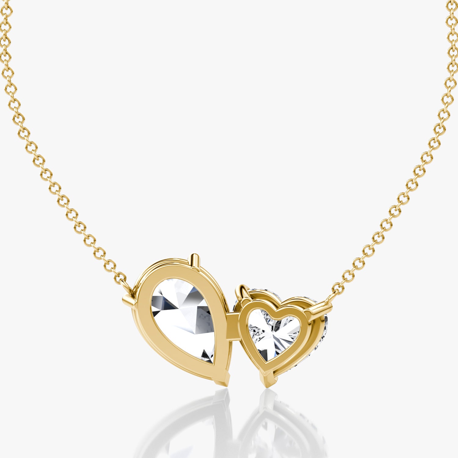 Two-Stone Diamond Heart & Pear Necklace – 5.49ctw in 14K Yellow Gold