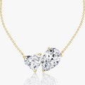 Two-Stone Diamond Heart & Pear Necklace – 5.49ctw in 14K Yellow Gold