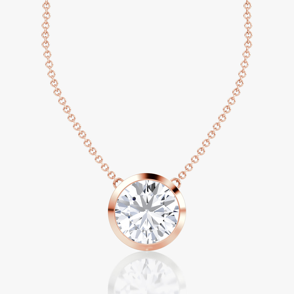 Round Brilliant Diamond Pendant Bezel Set in 14K