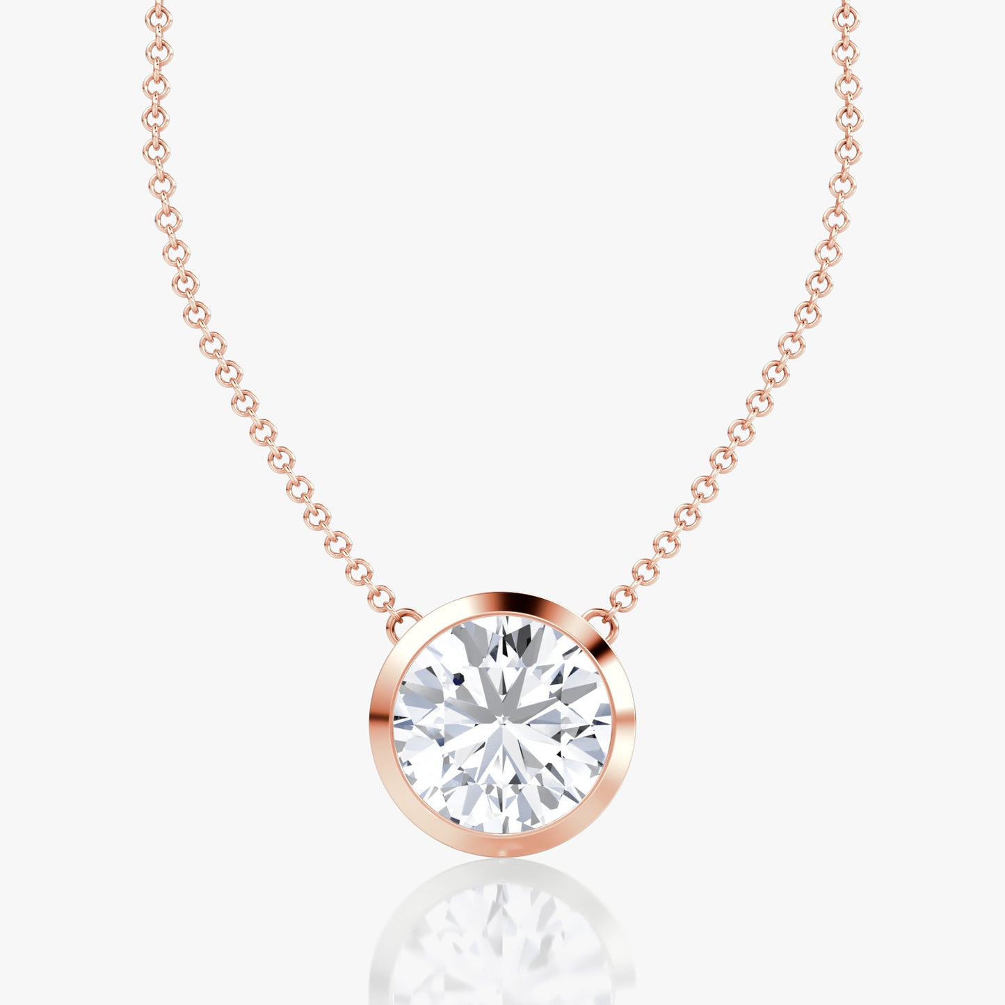 Round Brilliant Diamond Pendant | Bezel Set in 14K