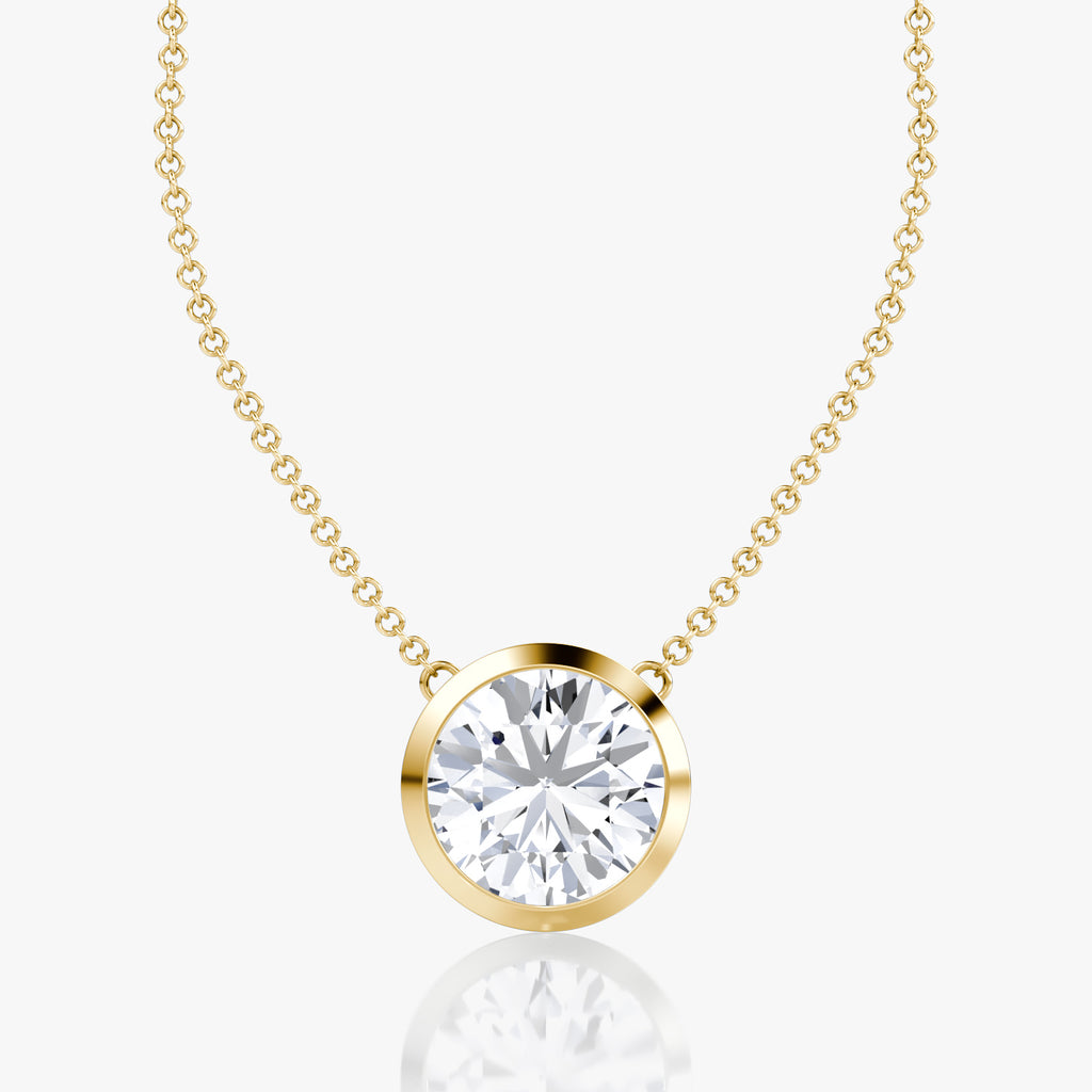 Round Brilliant Diamond Pendant Bezel Set in 14K