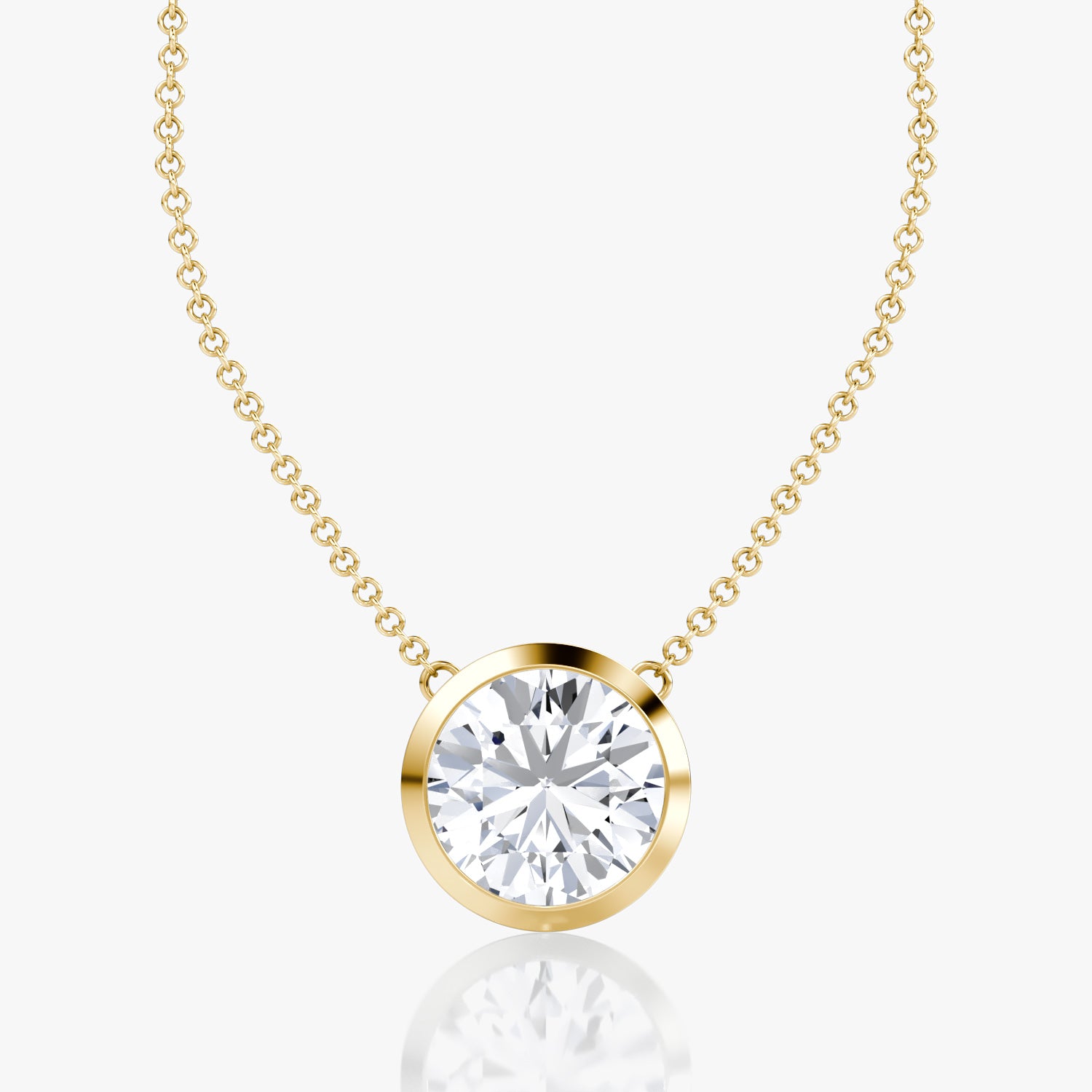 Round Brilliant Diamond Pendant Bezel Set in 14K