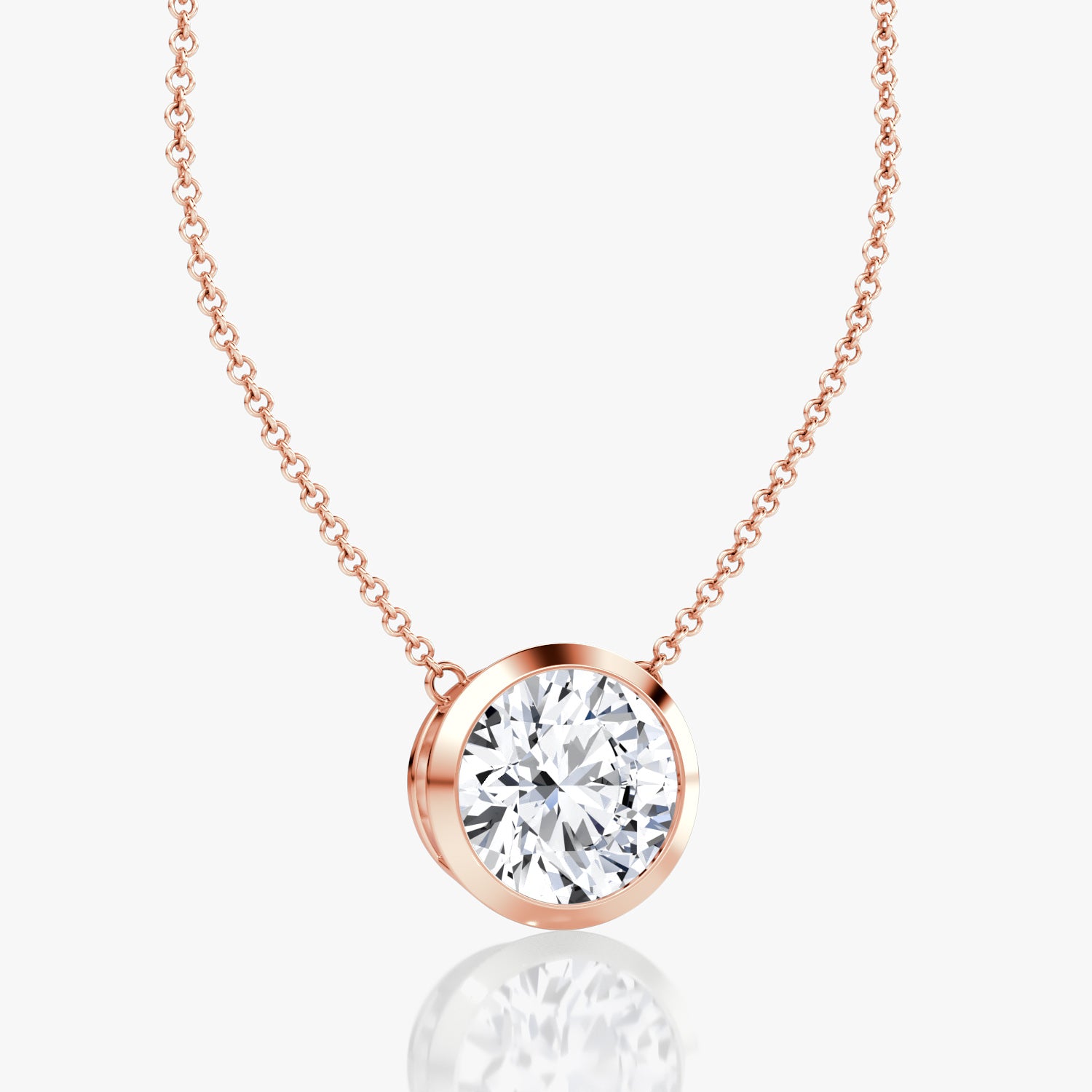 Round Brilliant Diamond Pendant Bezel Set in 14K