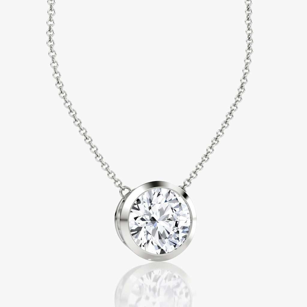 Round Brilliant Diamond Pendant Bezel Set in 14K