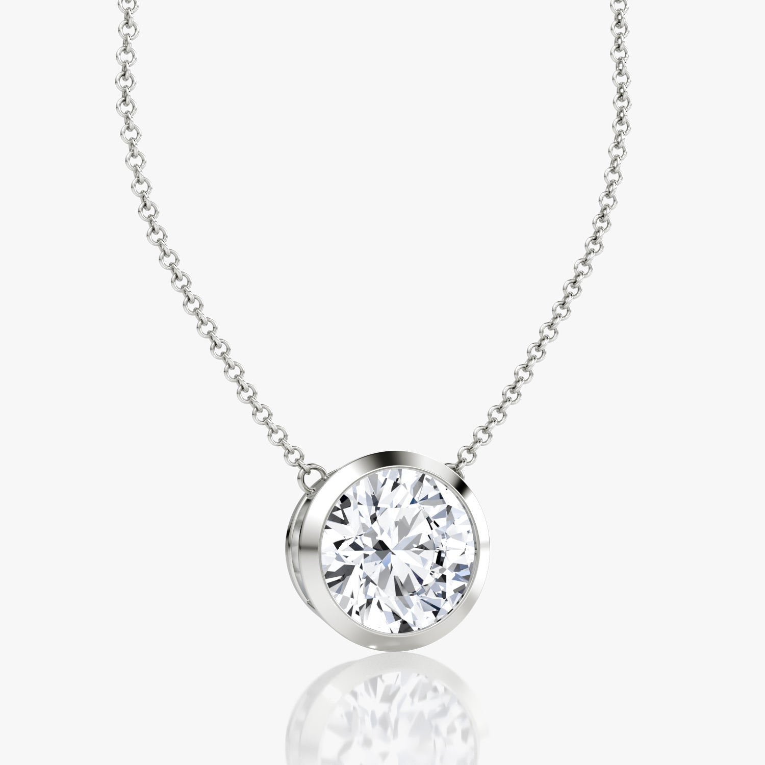 Round Brilliant Diamond Pendant Bezel Set in 14K