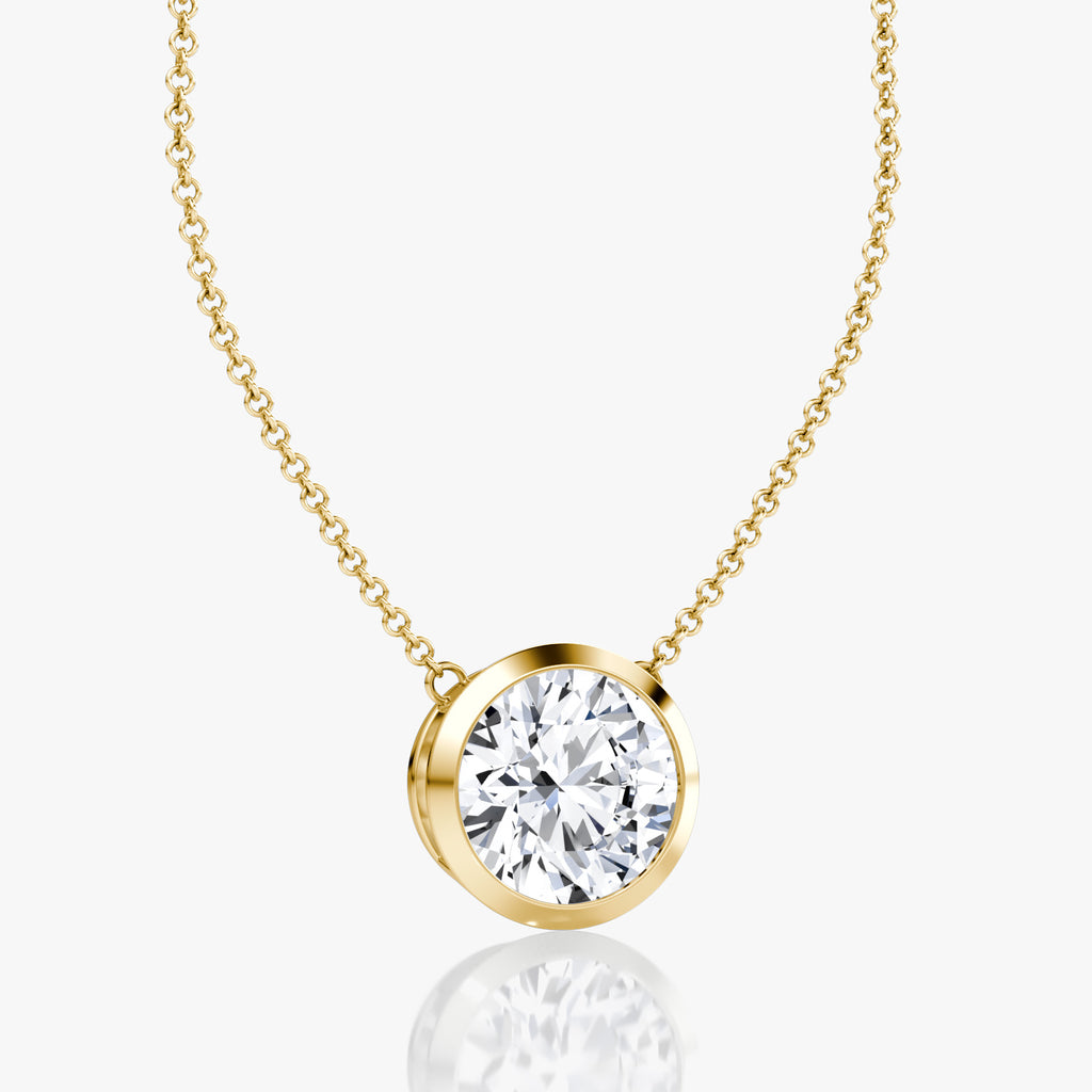 Round Brilliant Diamond Pendant Bezel Set in 14K