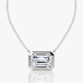 Bezel-Set Emerald Cut Diamond Pendant Necklace – 5.05 Carat in 14K White Gold
