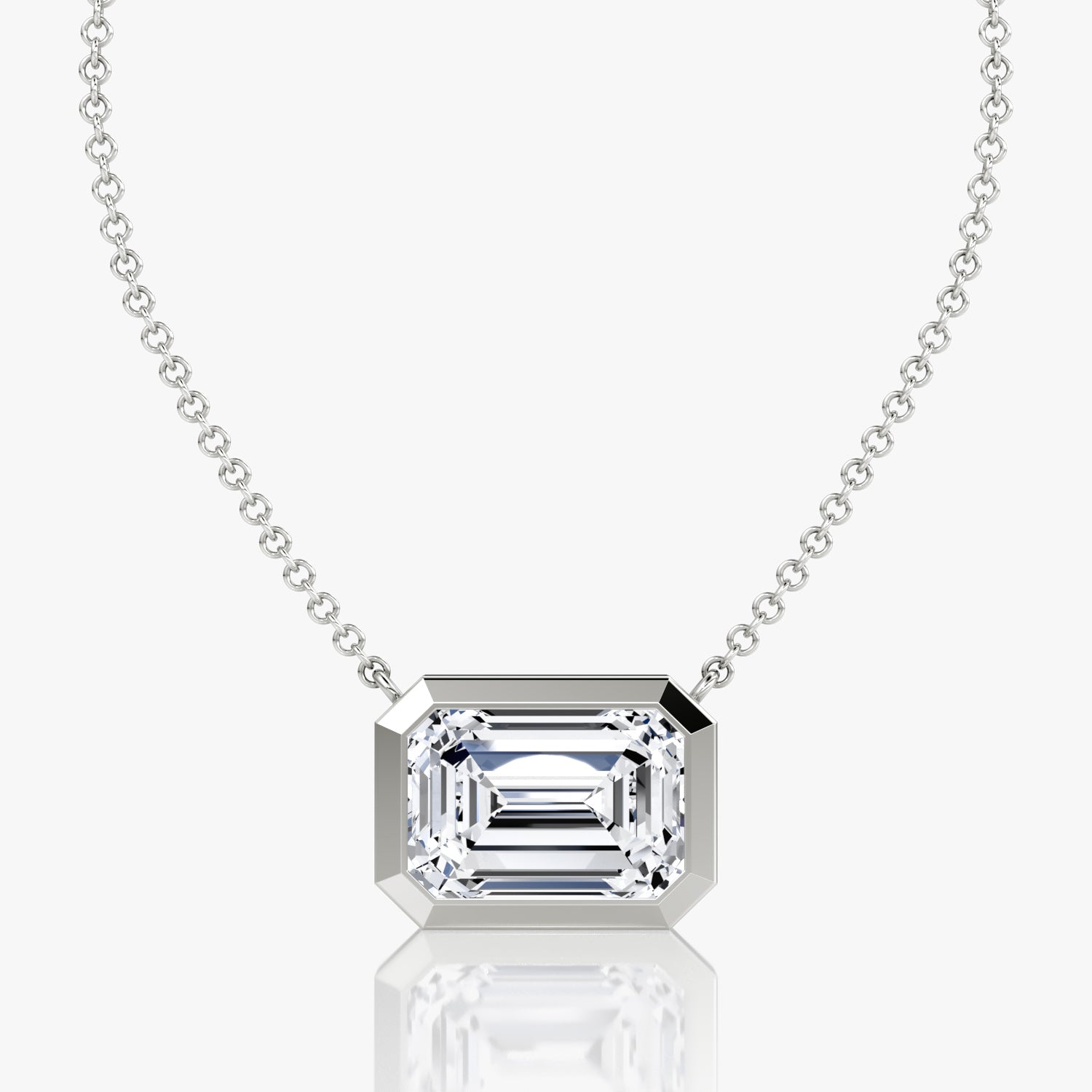 Bezel-Set Emerald Cut Diamond Pendant Necklace – 5.05 Carat in 14K White Gold