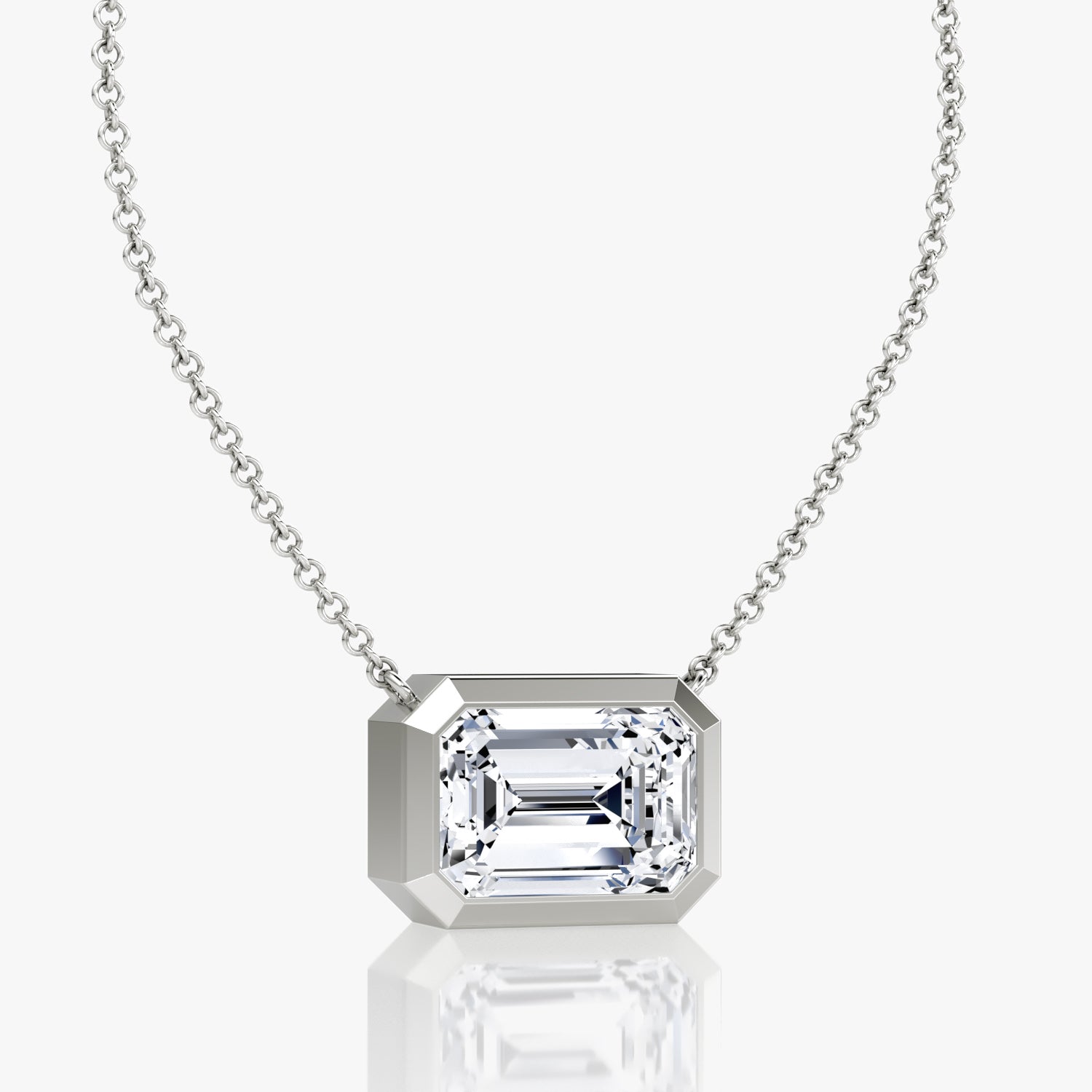 Bezel-Set Emerald Cut Diamond Pendant Necklace – 5.05 Carat in 14K White Gold