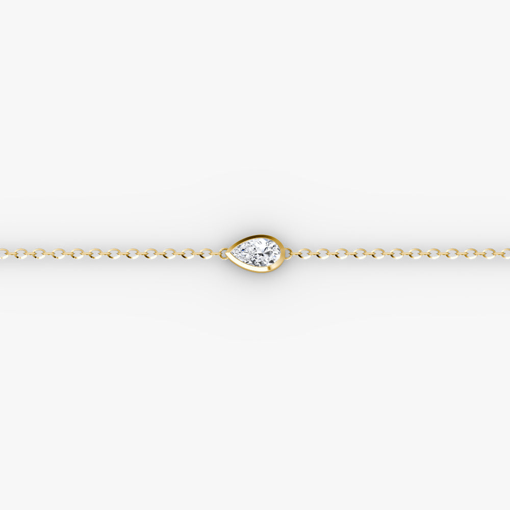 Bezel-Set Pear Diamond Pendant Bracelet in Yellow Gold (1.10 CT, E/VS1